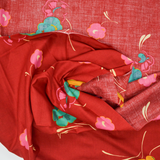 Red, Teal, Pink + Yellow Floral Print Woven Shirting Fabric - 40" x 180"