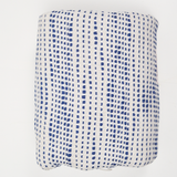 White + Blue Geometric Textured Stripe Thick Woven Fabric - 34" x 80"