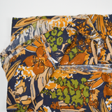 Navy, Orange + Green Floral Print Gauzy Crepe Woven Fabric - 56" x 144"