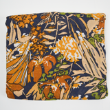 Navy, Orange + Green Floral Print Gauzy Crepe Woven Fabric - 56" x 144"