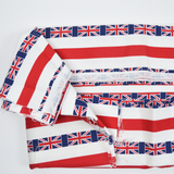 Red, White + Blue Union Jack Stripe Print Denim Twill Woven Fabric - 44" x 116"