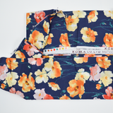 Navy, Orange + Pink Floral Print Kokka Cotton Lawn Woven Fabric - 44" x 148"