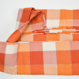 Orange + White Buffalo Check Brushed Woven Fabric - 44" x 148"