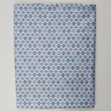 White + Blue Diamond Floral Print Stain Resistant-Coated Woven Drapery Fabric - 35" x 128"
