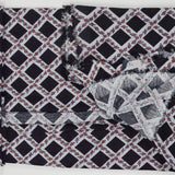 Black, Gray + Pink Floral Stripe Check Print Fine Knit Fabric - 56" x 68"