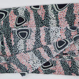 Gray, White + Red Abstract Triangle Print Polyester Crepe de Chine Woven Fabric - 60" x 360"
