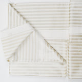White + Champagne Metallic Stripe Print Stain Resistant-Coated Woven Home Decor Fabric - 52" x 96"