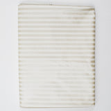 White + Champagne Metallic Stripe Print Stain Resistant-Coated Woven Home Decor Fabric - 52" x 96"