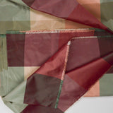 Green, Maroon + Pink Large Check Synthetic Taffeta Woven Fabric - 54" x 108"