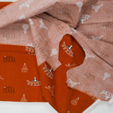 Burnt Orange UT Austin Longhorn Print Quilting Weight Woven Fabric - 41" x 108"