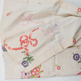 Blue, Green + Pink Stripe and Floral Print Stain Resistant-Coated Woven Home Decor Fabric Curtain - 50" x 80"