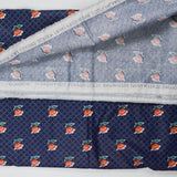 Navy Blue, Red + Green Flower Grid Print Scotchgard-Coated Woven Home Decor Fabric - 45" x 152"