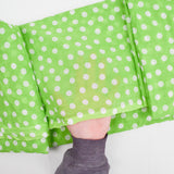 Green + White Semi-Sheer Polka Dot Print Woven Fabric - 60" x 360"