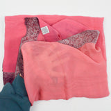 Pink Sheer Crepe Viscose Fabric with Metallic Floral Trim - 38" x 82"