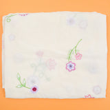 Off-White, Pink + Green Semi-Sheer Curtain with Floral Embroidery - 42" x 82"