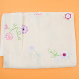 Off-White, Pink + Green Semi-Sheer Curtain with Floral Embroidery - 41" x 62"