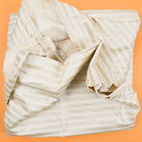 White + Metallic Champagne Stripe Print Woven Drapery Fabric - 16" x 124"