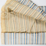 Blue, White + Brown Stripe Chenille Upholstery Fabric - 57" x 104"
