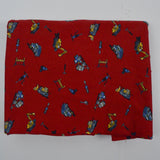Red, Blue + Gray Heavy Machinery Print Cotton + Spandex Stretch Knit Fabric - 60" x 110"