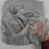 Silver Sheer Striped Textured Fabric - 116" x 296"