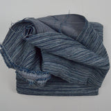 Blue + Gray Striped Chenille Woven Upholstery Fabric - 58" x 88"