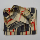 Beige, Navy + Red Stripe Woven Fabric - 49" x 164"