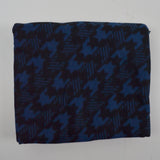 Blue + Black Houndstooth Print Fleece Fabric - 42" x 72" + Extra