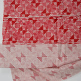 Red + White Folk Quilt Print Quilting Weight Woven Fabric - 19" x 136"