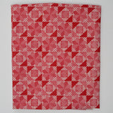 Red + White Folk Quilt Print Quilting Weight Woven Fabric - 19" x 136"