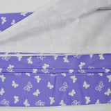 Purple + White Butterfly Print Denim Woven Fabric - 44" x 104"