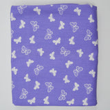 Purple + White Butterfly Print Denim Woven Fabric - 44" x 104"