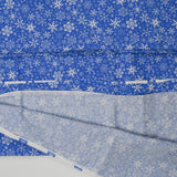 Blue + White Snowflake Print Quilting Weight Woven Fabric - 44" x 74"