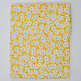 Yellow, White + Blue Floral Print Quilting Weight Woven Fabric - 21" x 116" + Extra