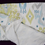 White, Green, Gray + Blue Abstract Geometric Print Woven Upholstery Fabric - 54" x 100"