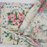 Beige, Pink, Green + Blue Floral Print Stain Resistant Woven Drapery + Upholstery Fabric - 52" x 112"