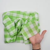 Green + White Semi-Sheer Gingham Lightweight Woven Fabric - 45" x 148"