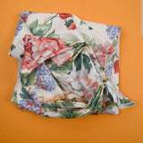 Beige, Green, Red + Blue Large Floral Print Woven Upholstery or Drapery Fabric - 70" x 70"