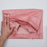 Red, Pink + White Scalloped Print Stain Resistant-Coated Woven Drapery Fabric - 50" x 82"