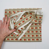 Beige, Orange + Brown Pineapple Stripe Print Woven Fabric - 35" x 120"