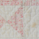 White + Light Pink Floral Ohio Star Quilt - 47" x 47"