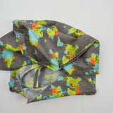 Gray, Green, Blue + Orange World Map + Compass Print Quilting Weight Woven Fabric - 44" x 120"