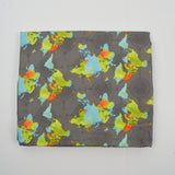 Gray, Green, Blue + Orange World Map + Compass Print Quilting Weight Woven Fabric - 44" x 120"