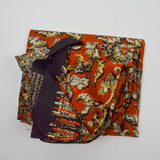 Orange, Gray + Yellow Marbled Batik Woven Fabric - 44" x 120"