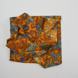 Orange + Blue Resist Paisley-Style Marbled Batik Woven Fabric - 44" x 114"