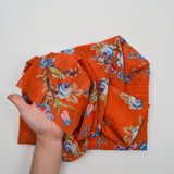Orange, Blue + Brown Floral Sheer Flowy Woven Fabric with Metallic Gold Stripes - 58" x 152"