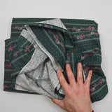 Dark Green, White + Pink Floral Stripe Print Quilting Weight Woven Fabric - 45" x 280"