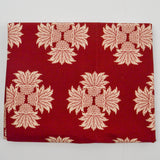 Red + Beige Tropical Plant Motif Quilting Weight Woven Fabric - 41" x 128"