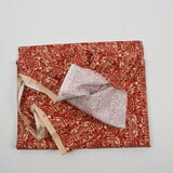 Red + Beige Ornate Damask Print Quilting Weight Woven Fabric - 42" x 82"