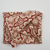 Cream + Maroon Large Ornate Floral Print Quilting Weight Woven Fabric - 44" x 80"