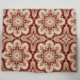 Cream + Maroon Large Ornate Floral Print Quilting Weight Woven Fabric - 44" x 80"